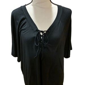 Victoria’s Secret PINK Oversize Black Long Stretch Tee Tie-Up‎ Super Soft Small